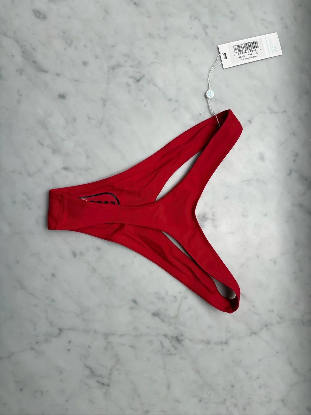 Frankie’s Bikini’s Full Moon Micro Bikini Bottom in True Red